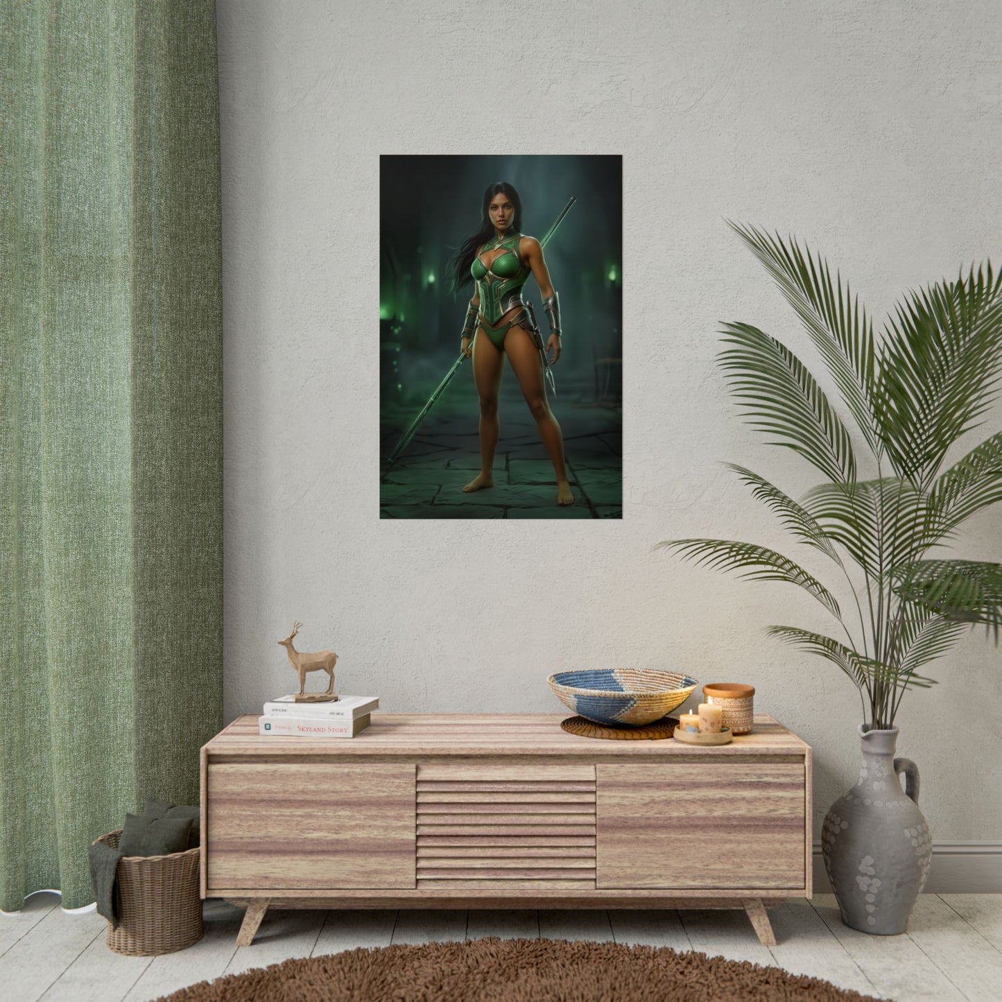 Jade Poster Mortal Kombat Green Energy Wall Art Print Gaming Decor
