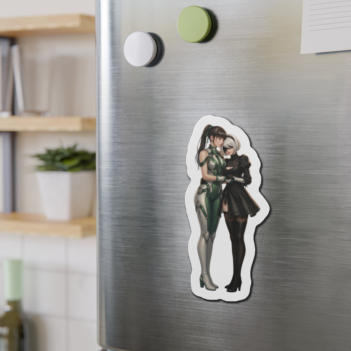 Eve & 2B Magnet – Stellar Blade x Nier Automata Kühlschrankmagnet, Anime-Duo-Dekoration