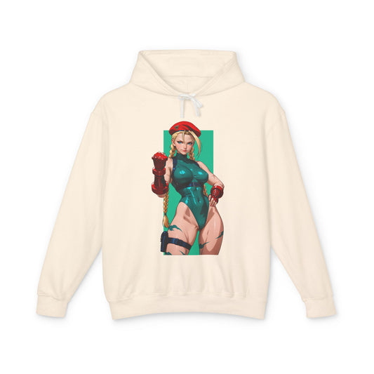 Cammy White Hoodie | Street Fighter Hoodie | Anime Fighter Girl Pullover - cream hoodie with Cammy illustration front print