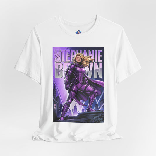 Stephanie Brown T-Shirt | DC Comics Anime Tee for Gamers & Fans — purple Batgirl-era illustration on Bella Canvas tee