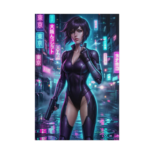 Motoko Kusanagi Ghost in the Shell Poster Cyberpunk Anime Woman Wall Art Sci Fi Girl Print Futuristic Character Gaming Room Decor Gift