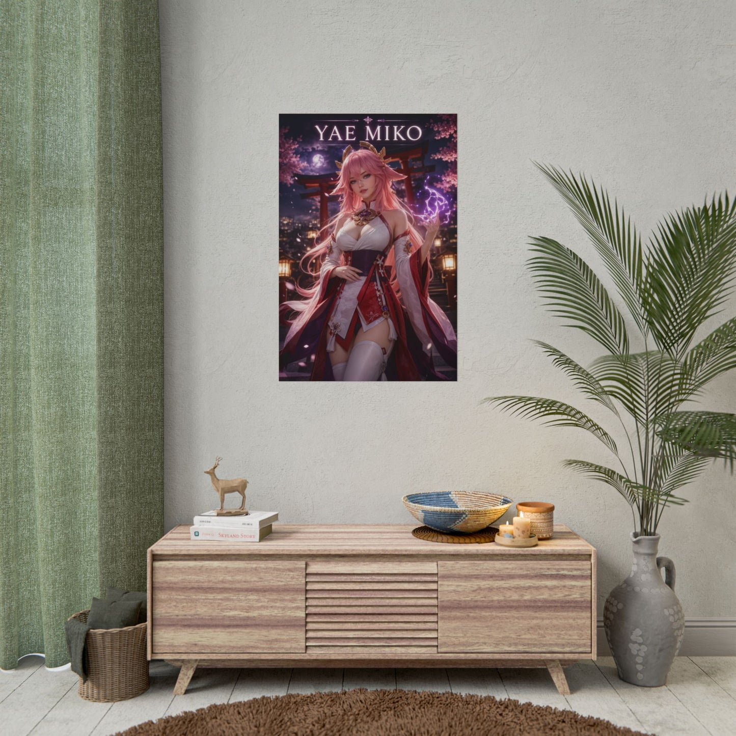 Yae Miko Poster, Genshin Impact Wall Art, Anime Print, Gamer Decor
