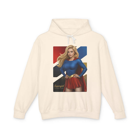 Supergirl Hoodie | DC Comics Hoodie | Anime Superheroine Pullover cream pullover with bold anime-style Supergirl illustration, modern streetwear design