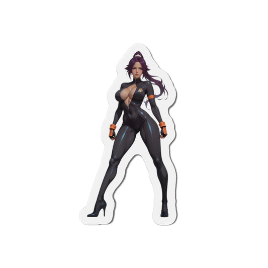 Yoruichi Shihouin Magnet – Bleach Anime Girl Fridge Magnet, Sexy Warrior Decor premium die-cut vinyl fridge magnet showing confident anime warrior