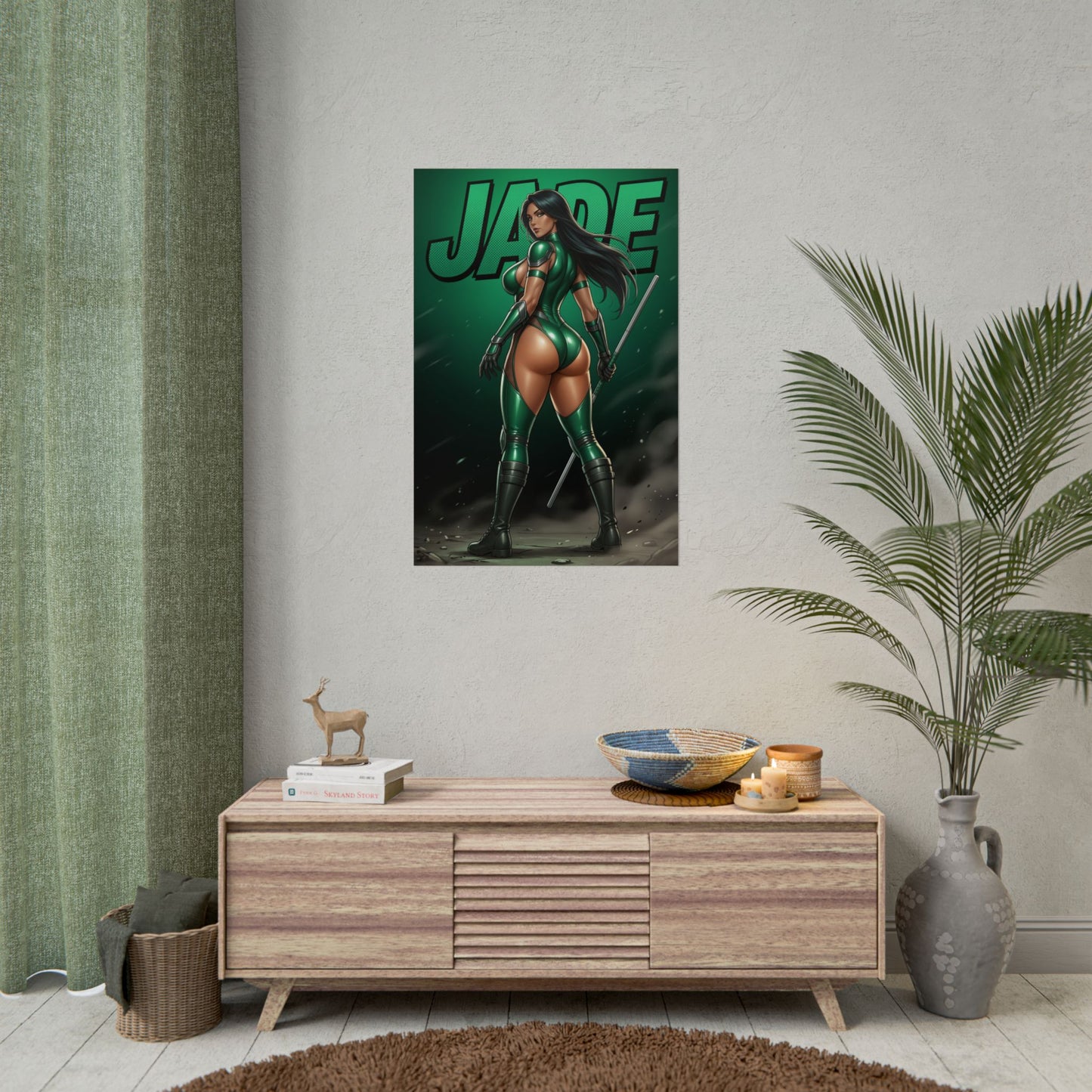 Jade Mortal Kombat Poster, Mortal Kombat Wall Art, Green Ninja Girl Print, Fighting Game Wall Art, Gamer Gift