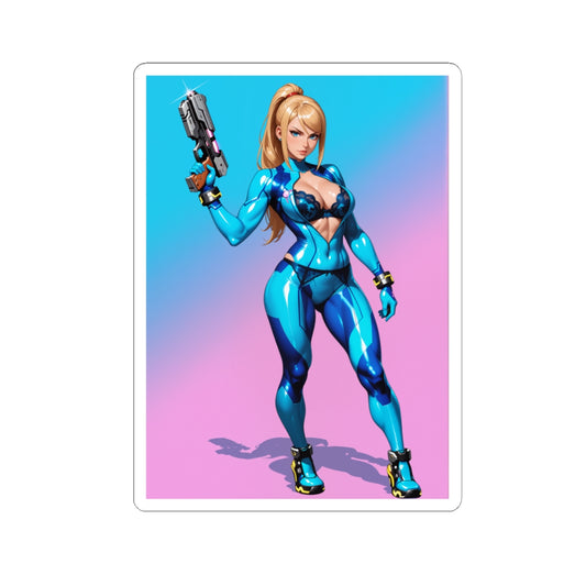 Samus Aran Sticker – Bounty Hunter Vinyl Sticker for Laptops, Journals & Gear