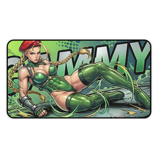 Cammy Desk Mat, Street Fighter Mouse Pad, Gaming Setup Desk Decor - dynamic Cammy artwork, smooth glide surface and non-slip base
