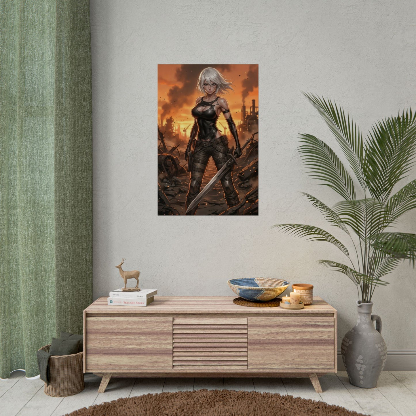 A2 NieR Automata Poster Anime Android Woman Wall Art White Hair Girl Print Sci Fi Character Gaming Room Decor Gift