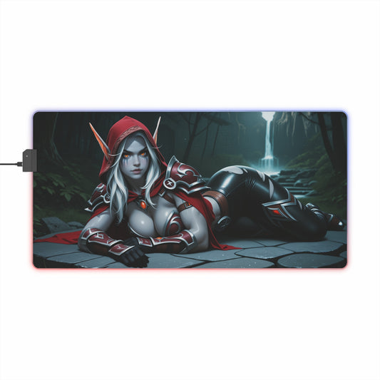 Sylvanas Windrunner RGB Mouse Pad – World of Warcraft LED Desk Mat, Dark Gamer Setup