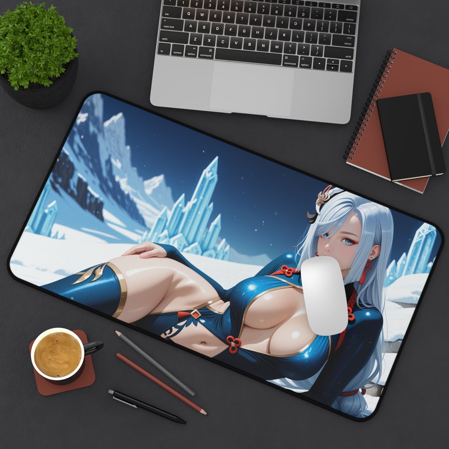 Килимок для столу Shenhe, килимок для миші Genshin Impact Heroine, елегантний ігровий стіл для аніме