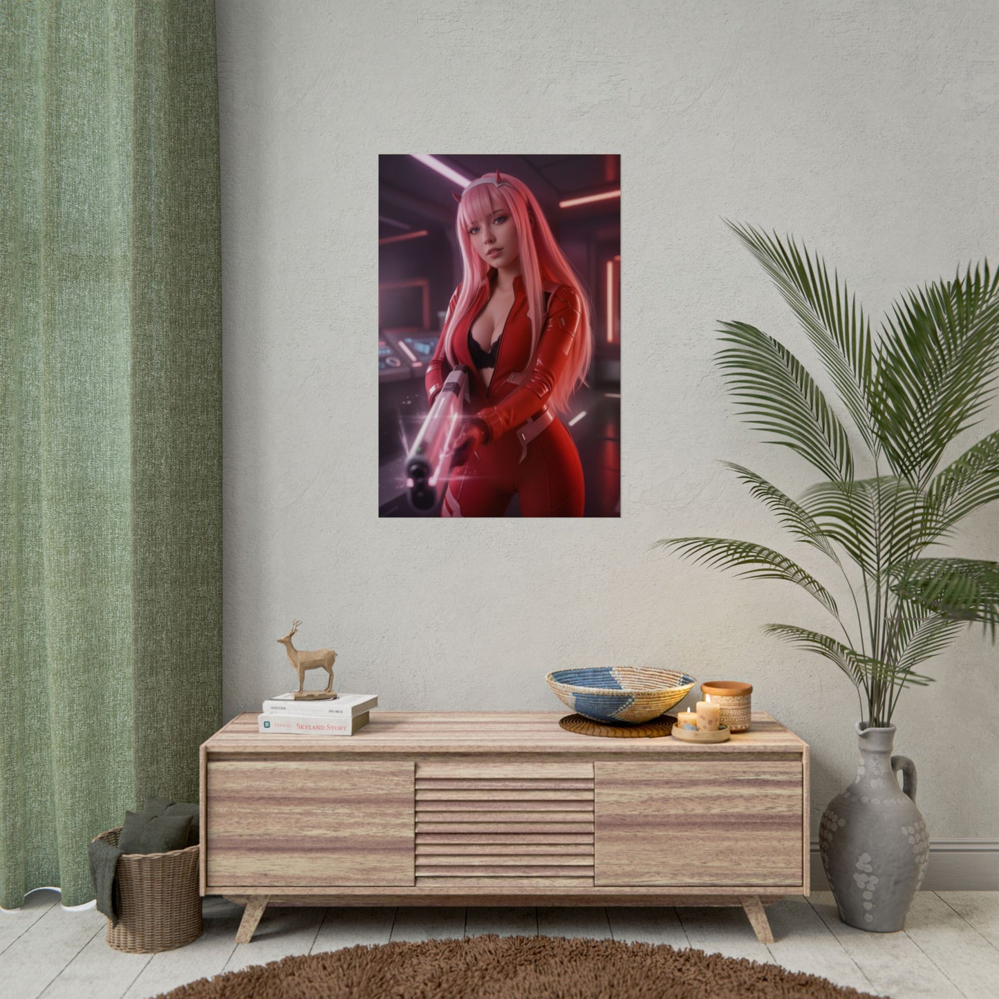 Zero Two Art Print, Darling in the Franxx Poster, Anime Wall Art, Pink Hair Girl Decor, Anime Room Decor, Gift