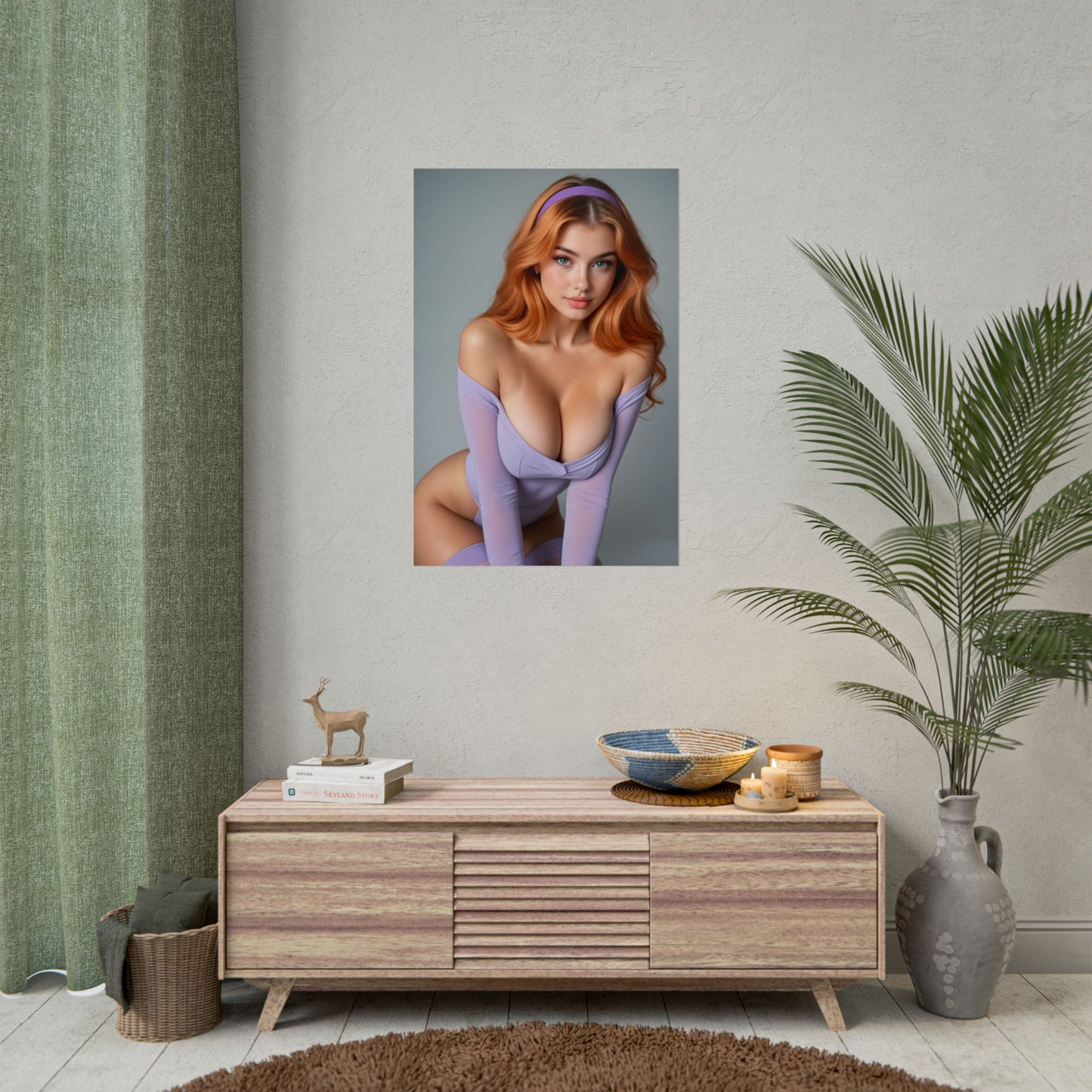 Daphne Blake Poster, Mystery Anime Girl Art Print, Waifu Detective Wall Decor