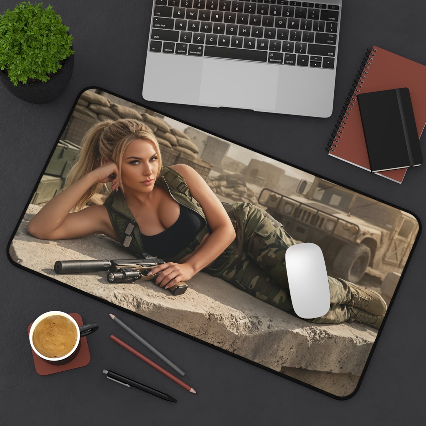 Sonya Blade Gaming Mouse Pad, Mortal Kombat Desk Mat, Special Forces Fighter Setup — HD combat artwork on large desk mat