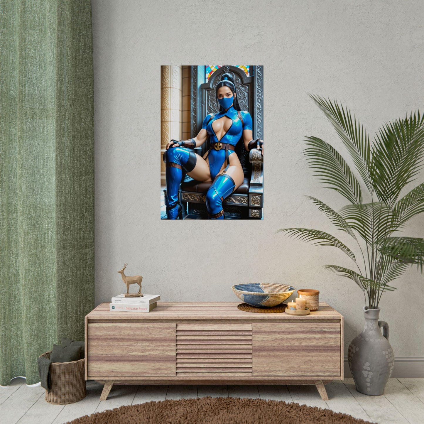 Kitana Poster, Mortal Kombat Anime Girl Art Print, Waifu Fighter Wall Decor