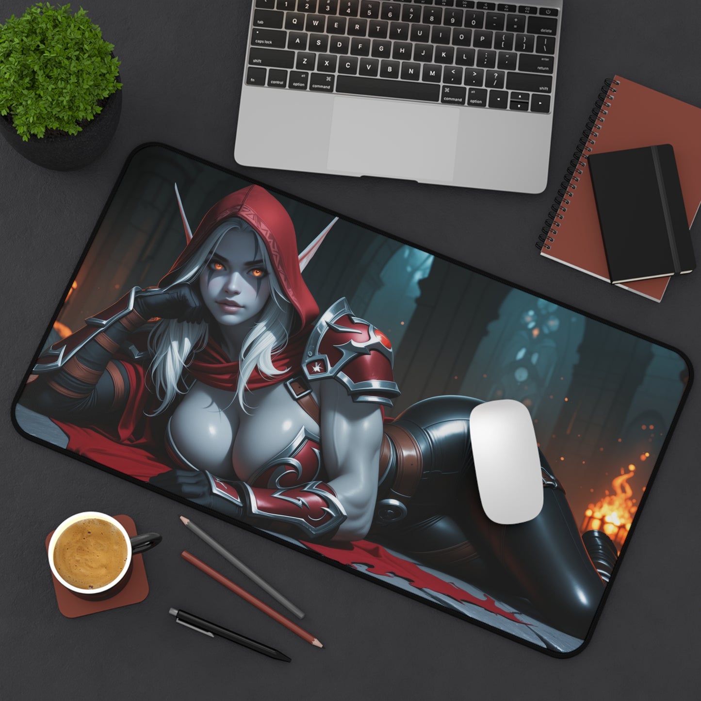 Килимок для столу Sylvanas Windrunner, килимок для миші з фентезійною ельфійкою-героїнею, налаштування темного ігрового столу