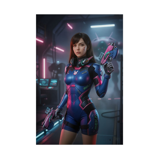D.Va Poster Overwatch Cyberpunk Wall Art Print Gaming Room Decor
