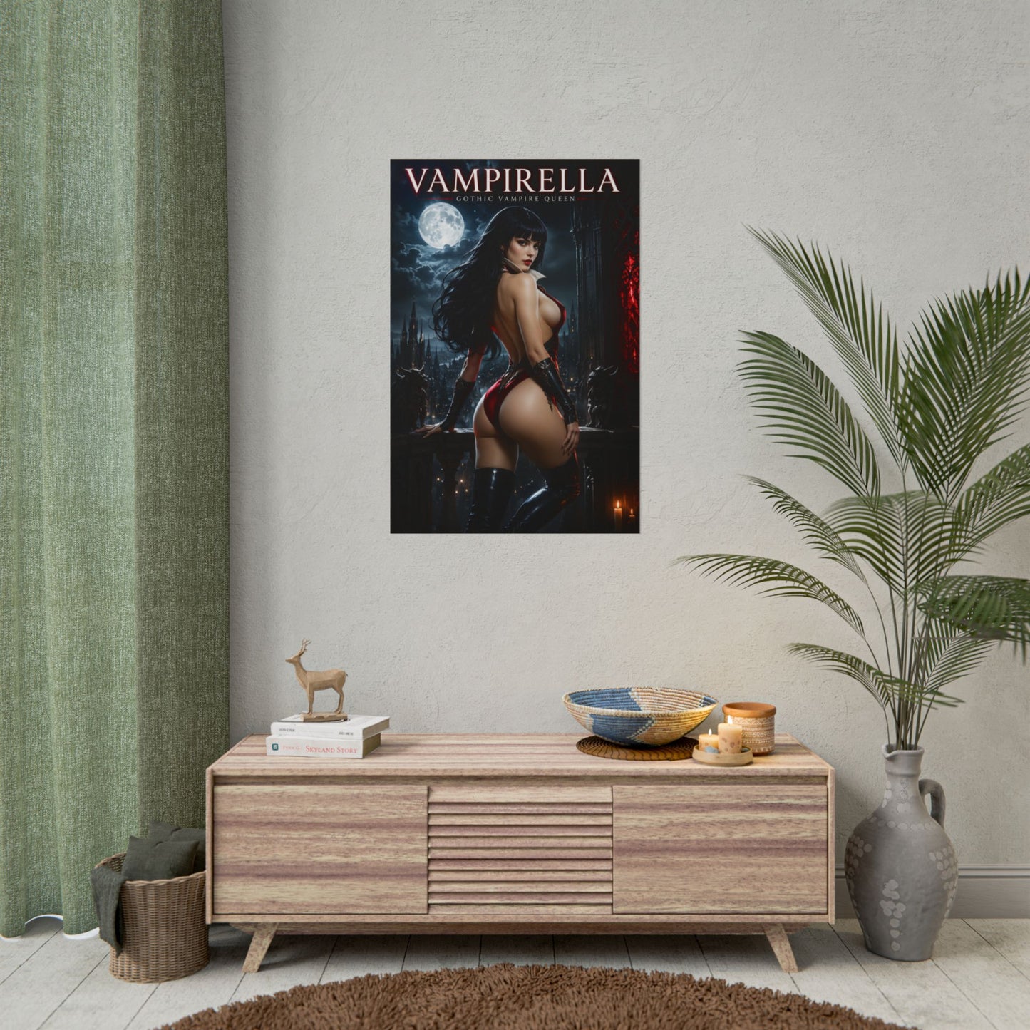 Vampirella Poster, Horror Wall Art, Gothic Print, Pin Up Decor