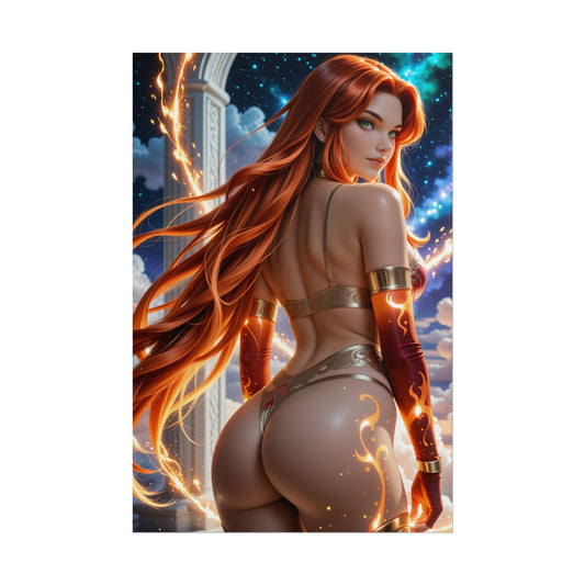Waifu Wall Art Poster | Starfire Anime Print for Fantasy Bedroom or Setup