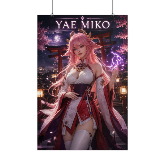 Yae Miko Poster, Genshin Impact Wall Art, Anime Print, Gamer Decor