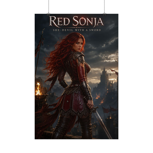 Red Sonja Sword and Sorcery Video Game Wall Decor Poster for Gamers