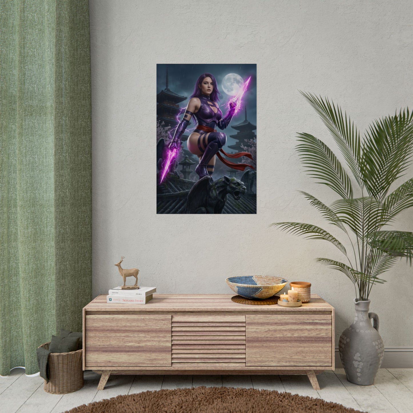 Psylocke Poster, Marvel Art Print – Iconic Mutant Ninja Heroine vibrant wall art for gamer rooms, offices, and comic collectors