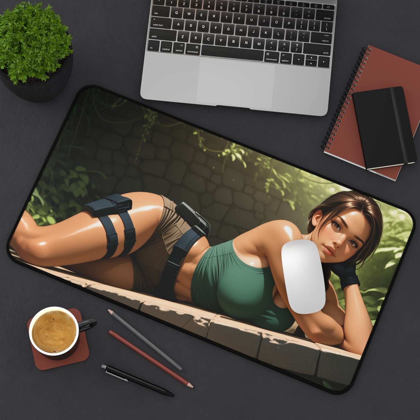 Lara Croft Schreibtischunterlage, Mauspad für Abenteuerspielheldin, Gaming-Schreibtischunterlage