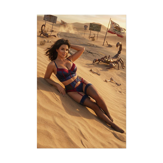 Fallout Desert Woman Poster / Fallout Desert Wall Art / Fallout Desert Art Print / Fallout Poster - confident woman in desert wasteland art