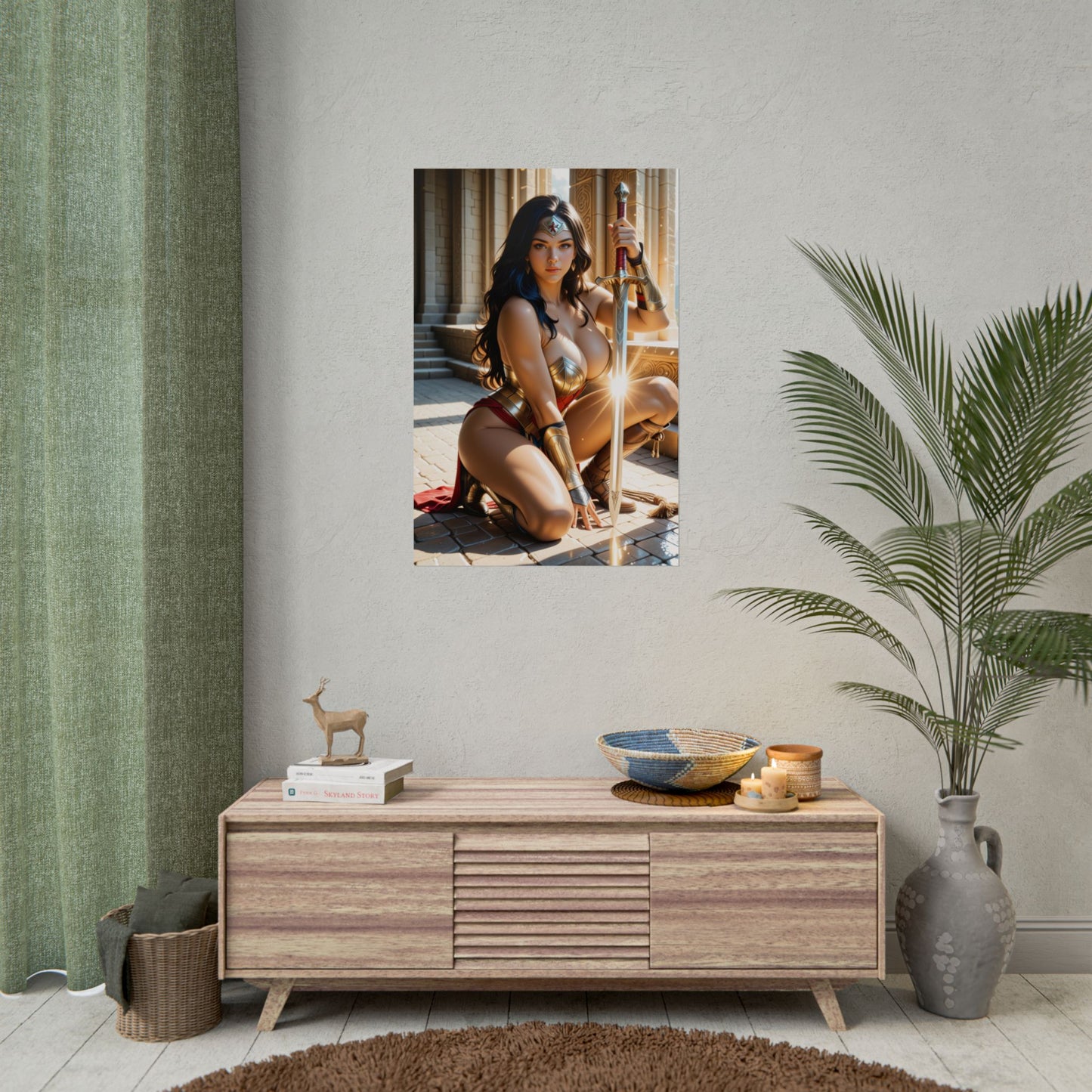 Плакат аніме "Диво-жінка" | Настінне мистецтво "Воїн Вайфу" для декору ігрової кімнати