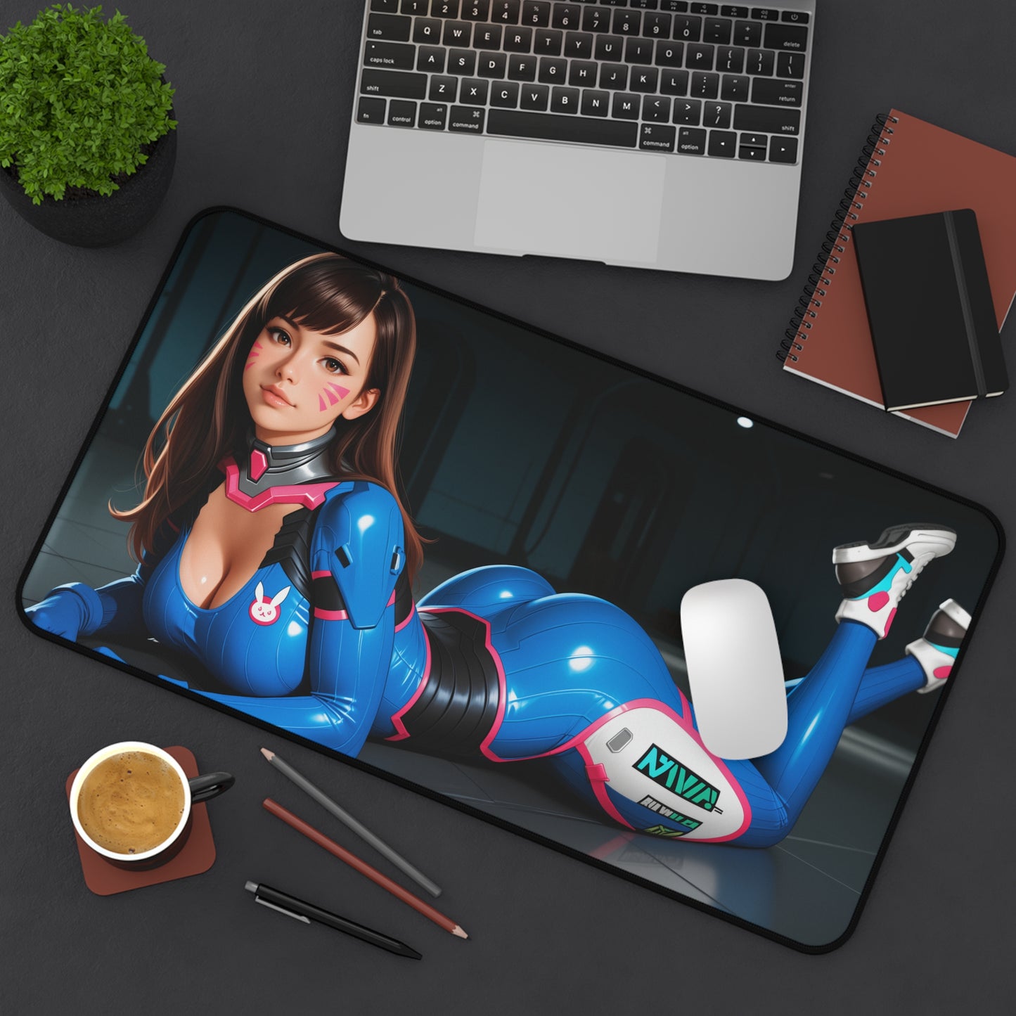 D.Va-Schreibtischunterlage, Overwatch-Heldin-Mauspad, Schreibtisch-Setup für Gamerinnen