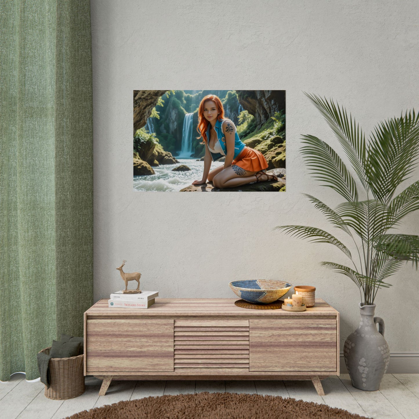 Waifu-Wandposter | Nami-Anime-Druck für Piraten-Fantasy-Gaming-Dekoration