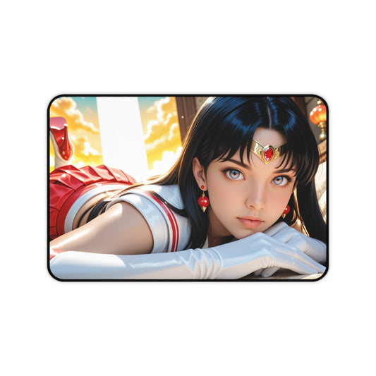 Sailor Mars Desk Mat, Sailor Moon Mouse Pad, Anime Hero Girl Desk Decor featuring polished Rei Hino artwork on a premium non-slip mouse pad