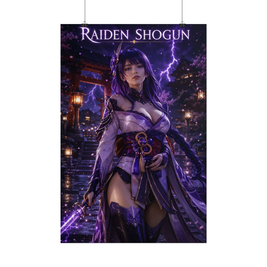 Raiden Shogun Poster, Genshin Impact Wall Art, Anime Print, Gamer Decor