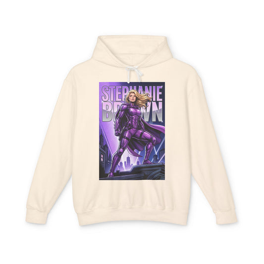 Stephanie Brown Hoodie | DC Superhero Hoodie | Spoiler Legacy Pullover featuring purple comic-style Stephanie Brown graphic on cream pullover