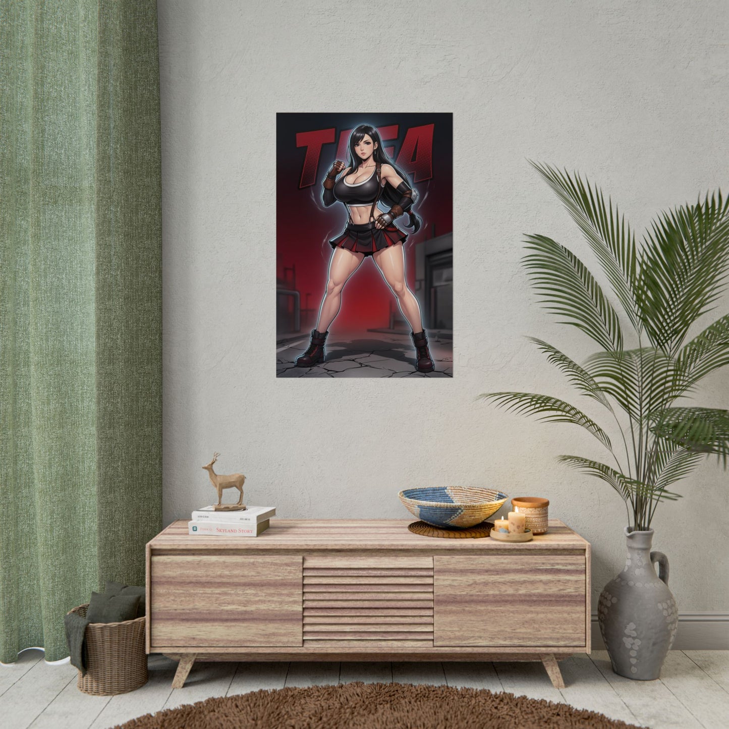 Tifa Lockhart Art Print, Final Fantasy Poster, Anime Fighter Girl Wall Art, RPG Game Decor, Gamer Gift Idea
