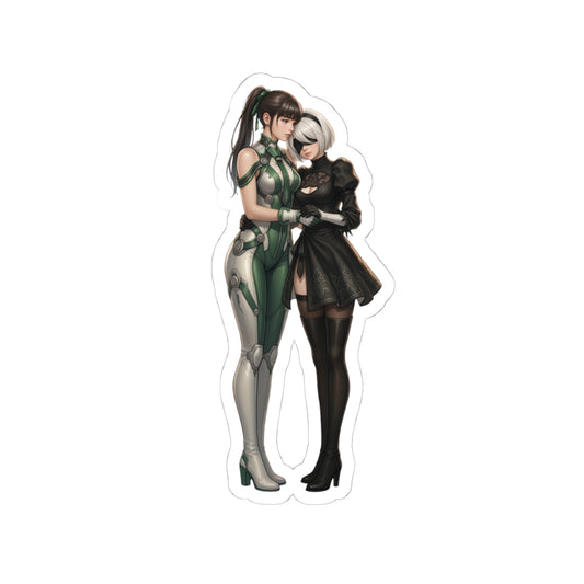Eve Stellar Blade and 2B Sticker – Sci-Fi Anime Vinyl Sticker for Laptops & Decor