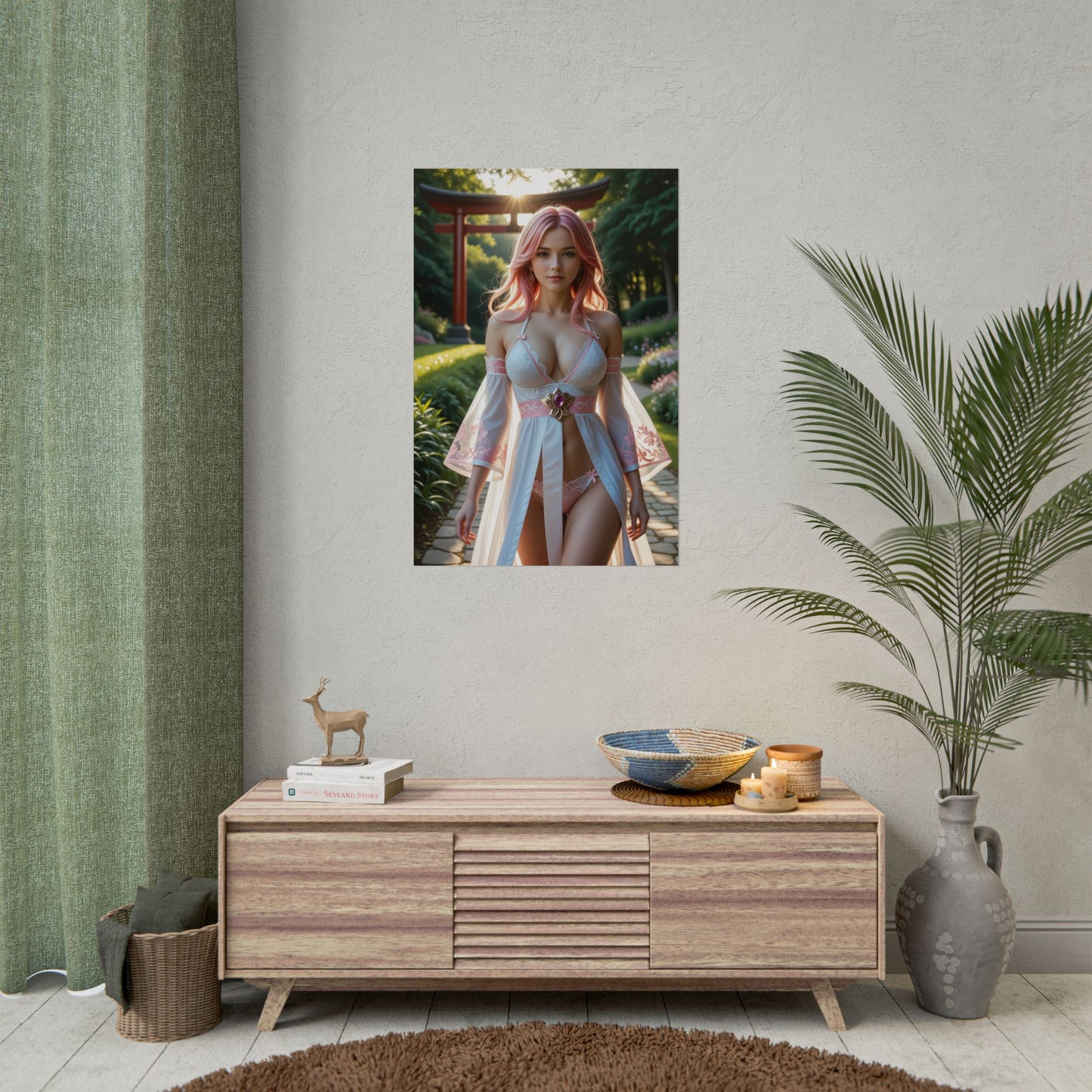 Аніме-постер Яе Міко | Настінне мистецтво Вайфу з лисицею Святилища для декору кімнати отаку