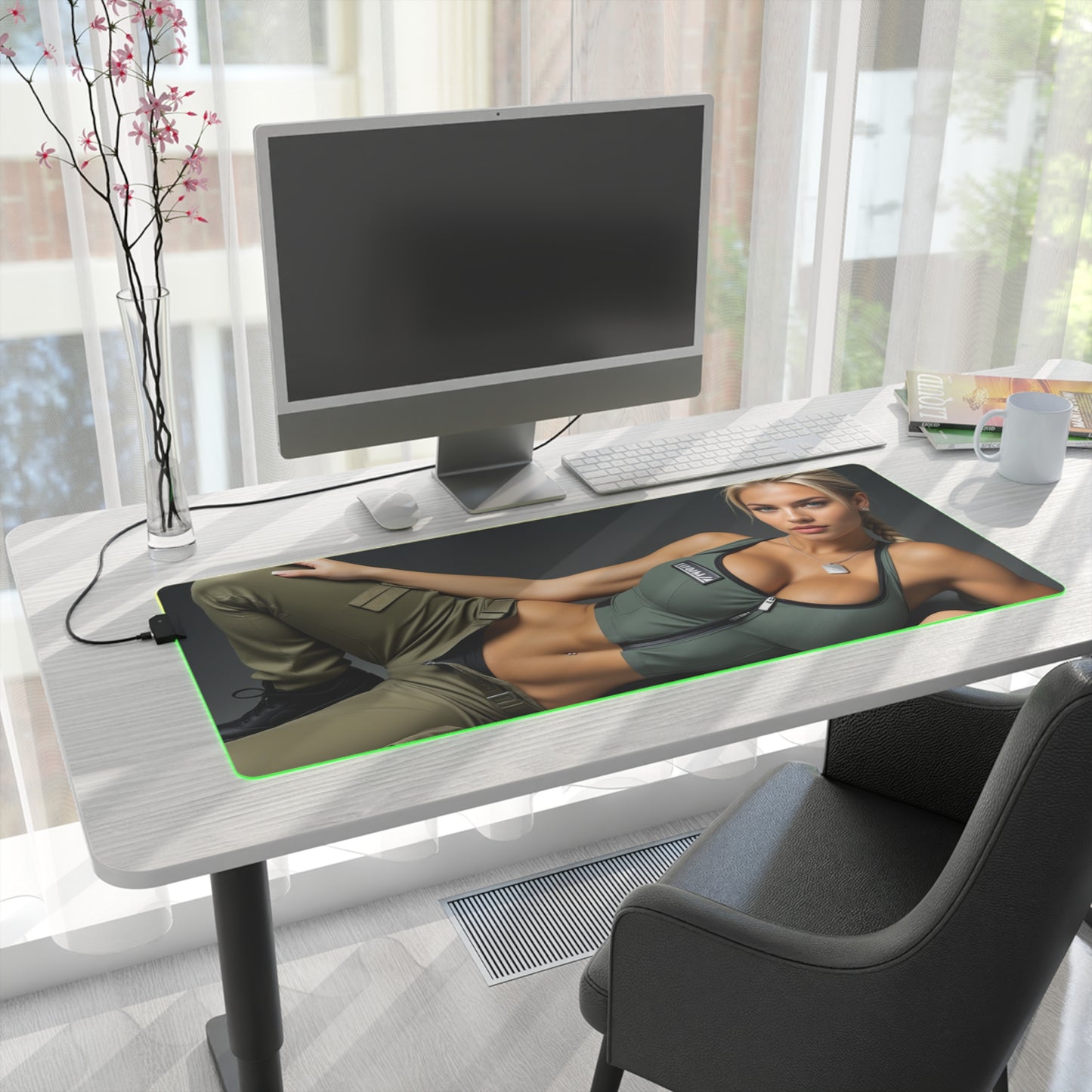 Килимок для столу Sonya Blade – світлодіодний RGB-підсвітлювальний килимок, ігровий комплект із зображенням дівчини з аніме Waifu