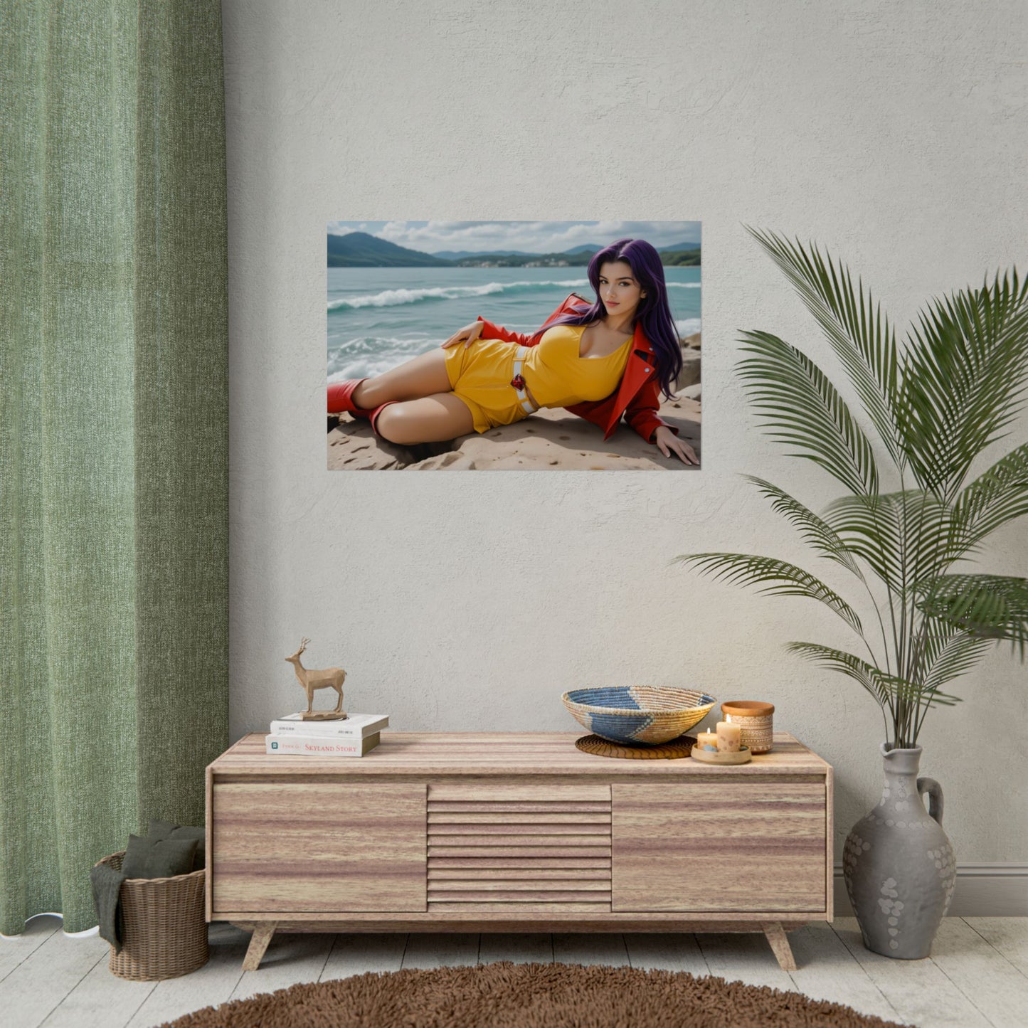 Постер Фей Валентайн | Настінне мистецтво аніме для ігрових сетапів у стилі кіберпанк