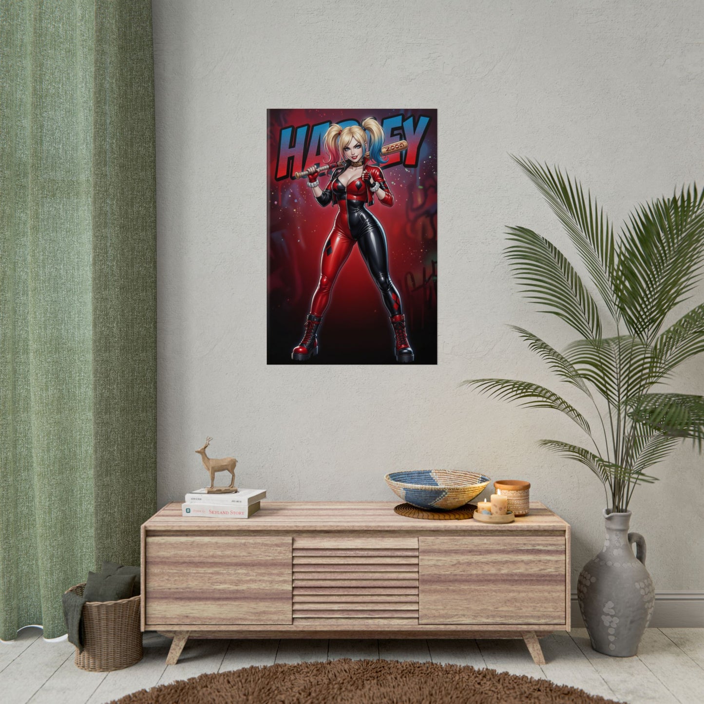 Harley Quinn Art Print, DC Comics Poster, Comic Villain Girl Wall Art, Gotham Decor, Gift for Fan