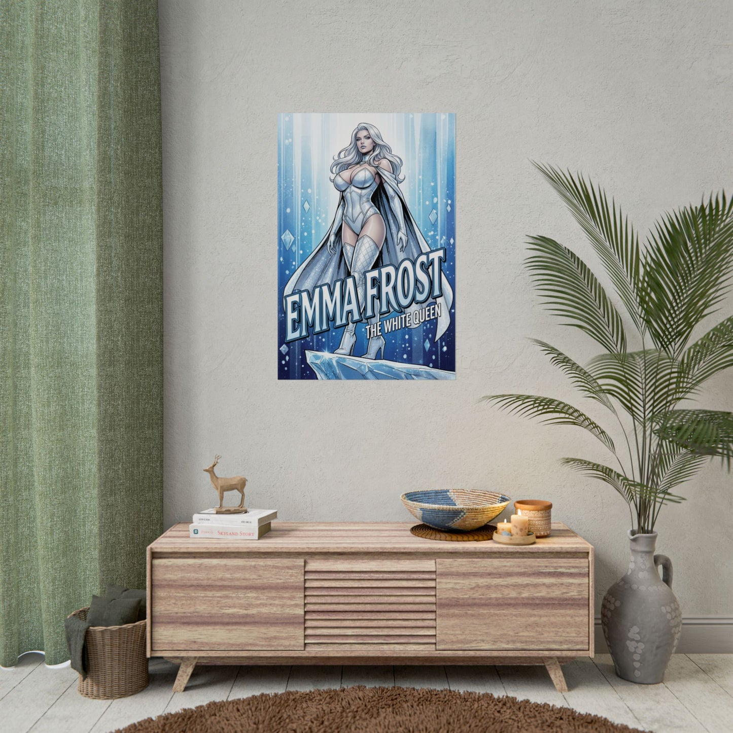 Emma Frost Poster / Emma Frost Wall Art / Emma Frost Art Print / X-Men Poster - elegant White Queen comic print on living room wall