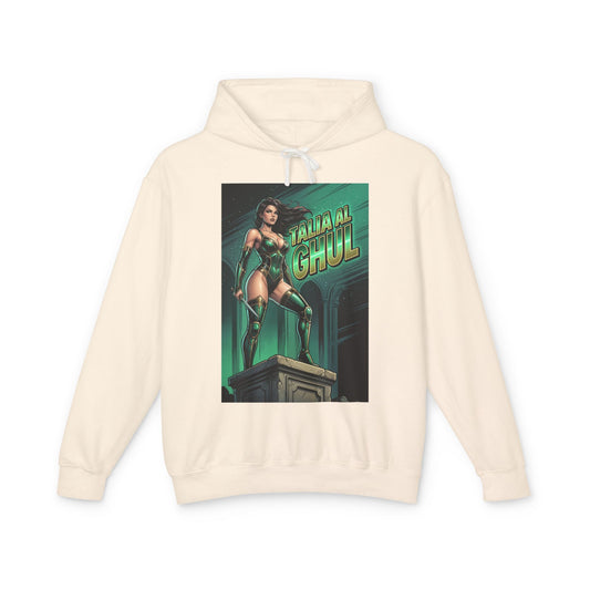 Talia al Ghul Hoodie | DC Villain Hoodie | League of Assassins Pullover - cream pullover with green Talia al Ghul comic art print
