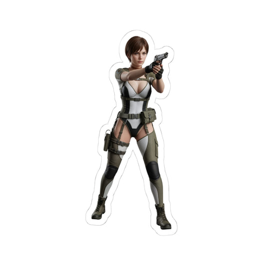 Rebecca Chambers Sticker – Survival Game Vinyl Sticker for Laptops & Indoor Decor showing character aiming handgun on glossy die-cut vinyl