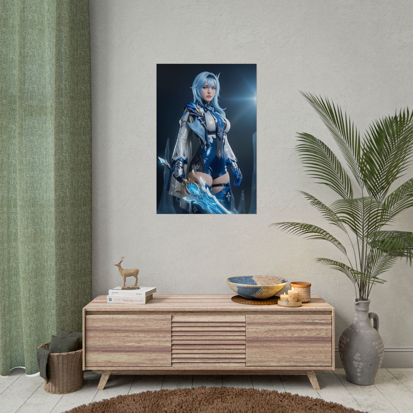 Eula Poster, Genshin Impact Art Print – Iconic Cryo Heroine Wall Art - premium gamer room poster of elegant Cryo heroine