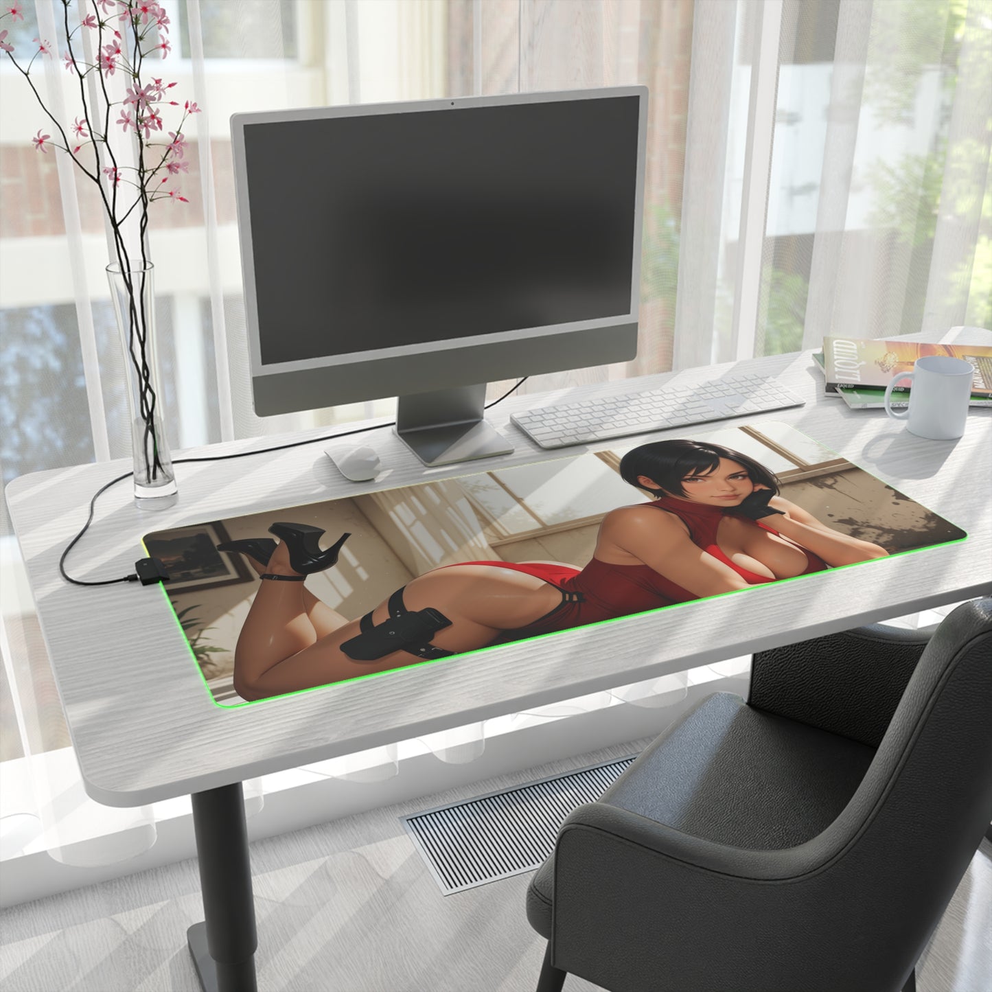 Ada Wong Desk Mat – LED RGB Pad, Waifu Anime Girl Gaming Setup
