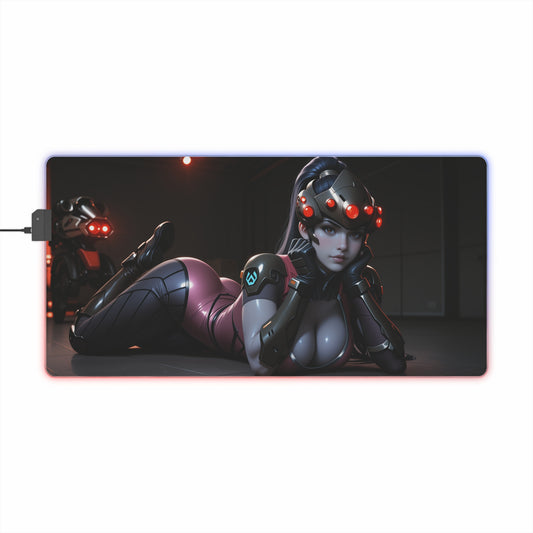 Widowmaker Desk Mat – LED RGB Pad, Sniper Waifu Anime Girl Gaming Setup