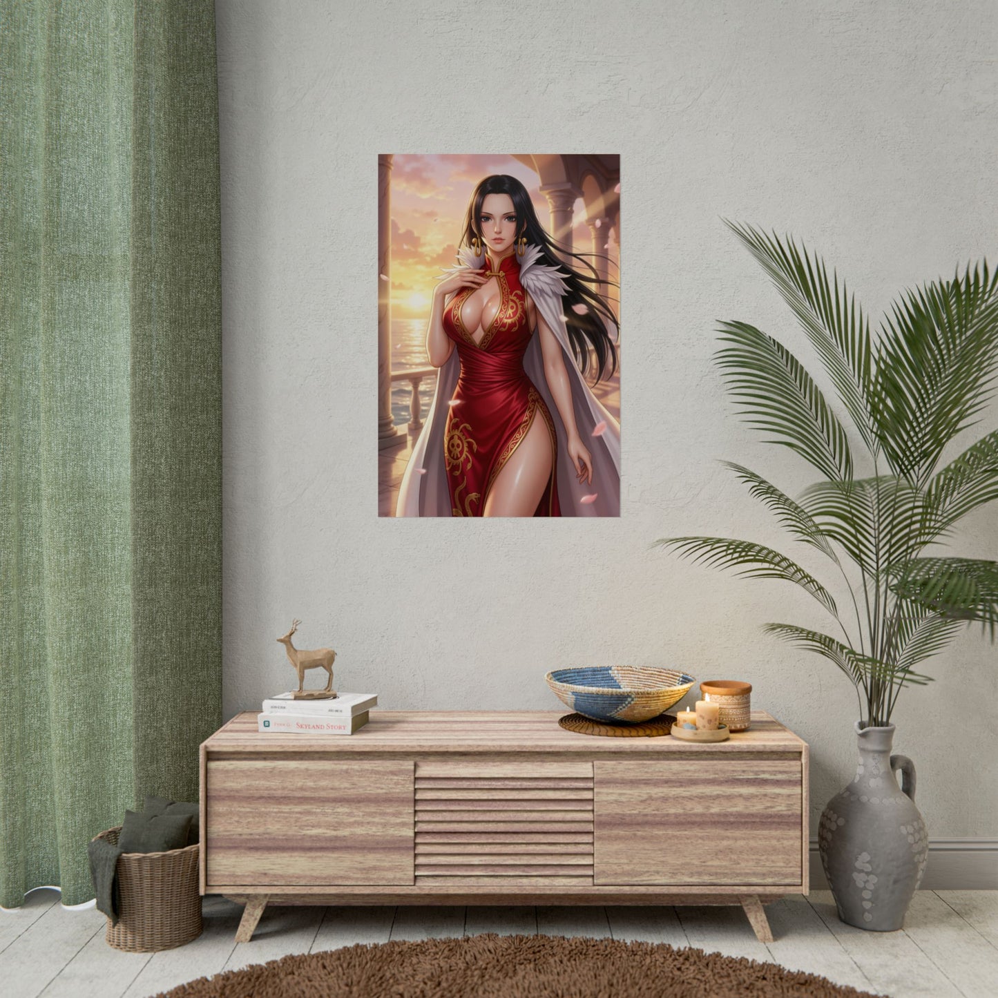 Boa Hancock One Piece Poster Anime Pirate Empress Woman Wall Art Black Hair Girl Print Fantasy Character Gaming Room Decor Gift