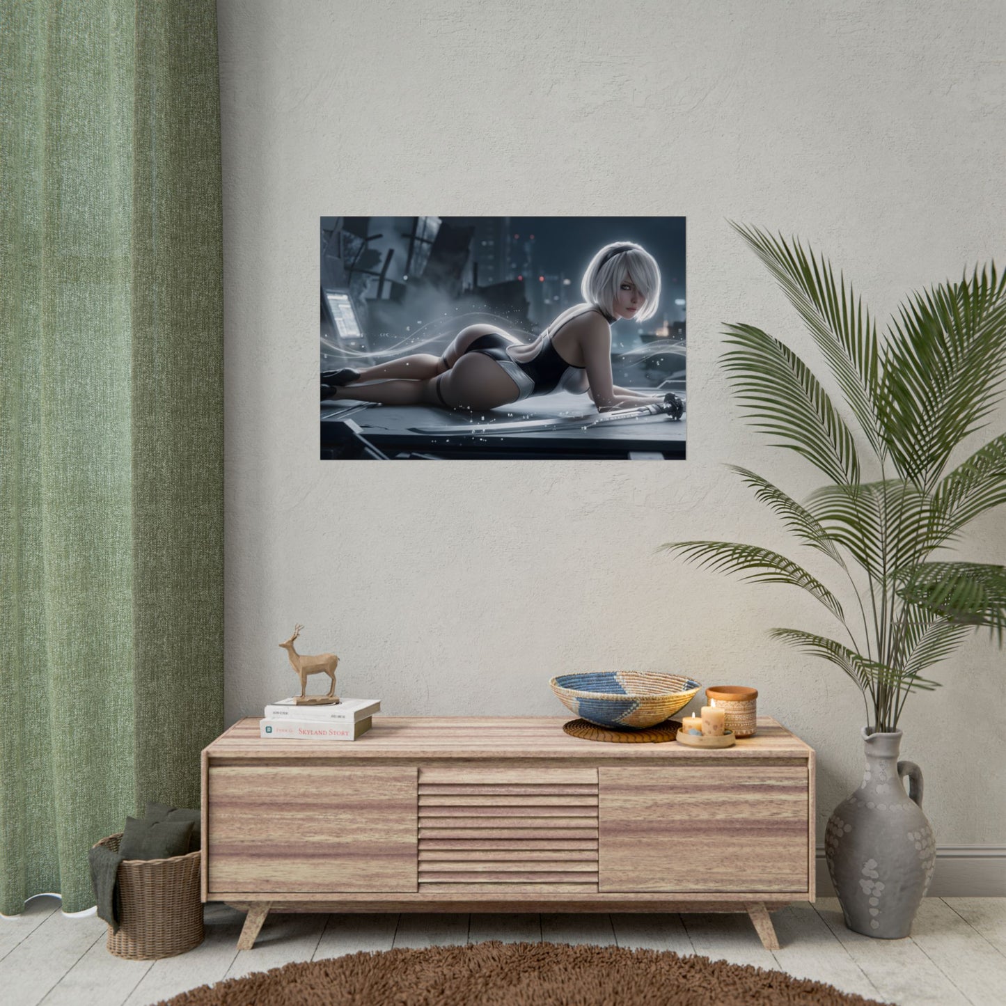 2B Poster – NieR Automata Wall Art Print, Sci-Fi Game Decor