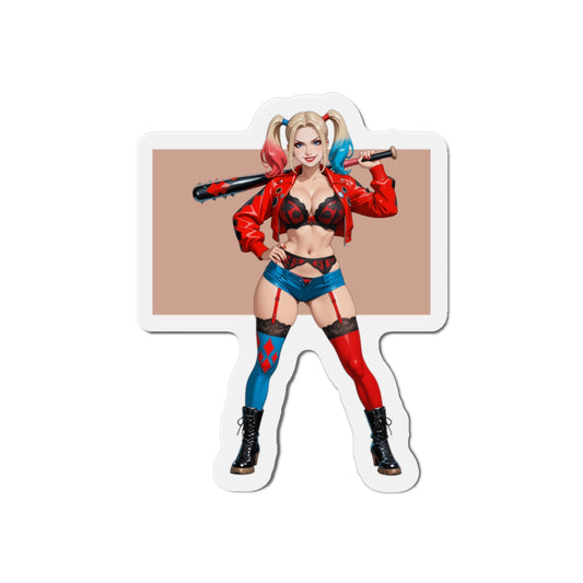 Harley Quinn Magnet – Sexy Comic Girl Fridge Magnet, Anime-Style Villain Decor