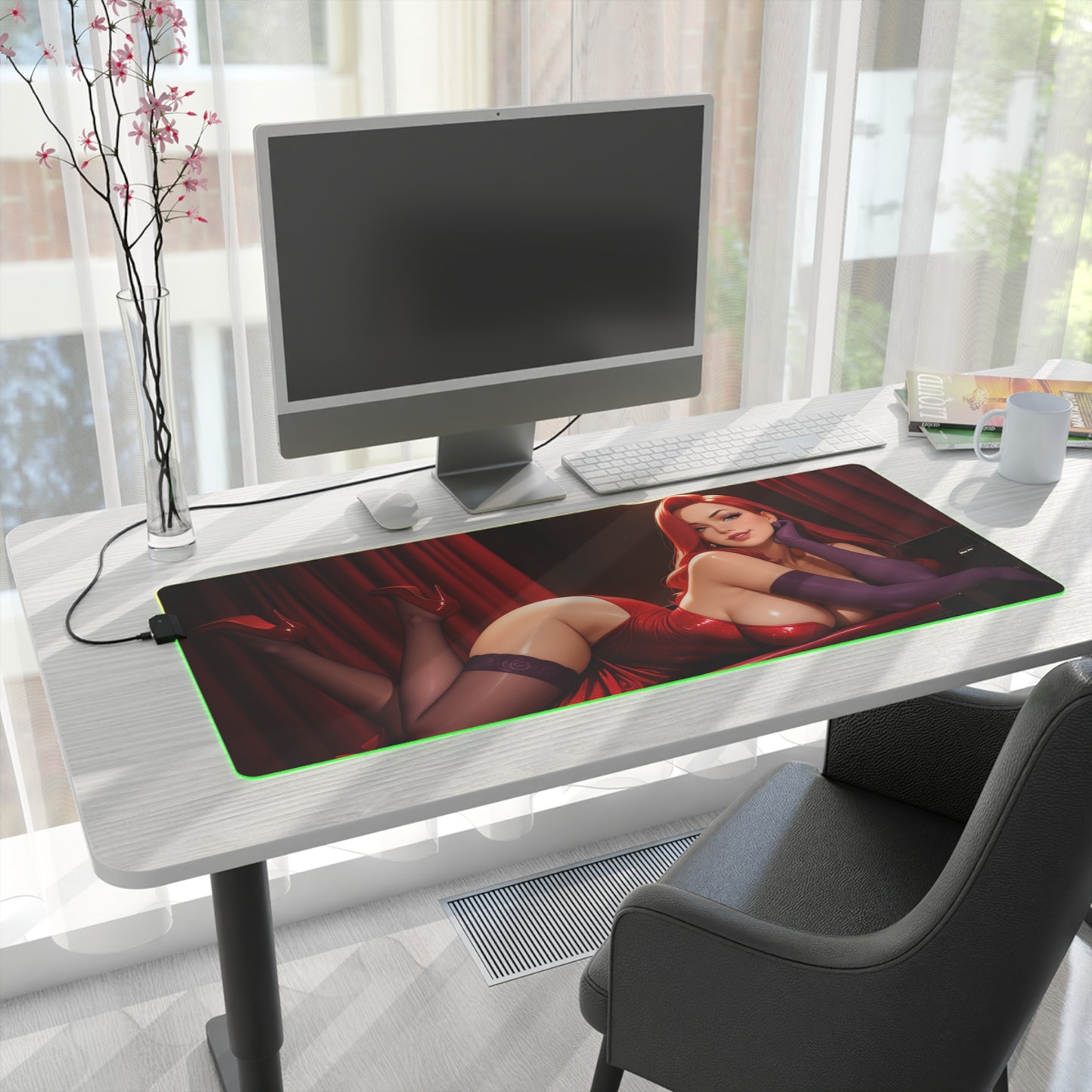 Jessica Rabbit Schreibtischunterlage – LED RGB-Pad, Waifu Anime Girl Gaming-Setup
