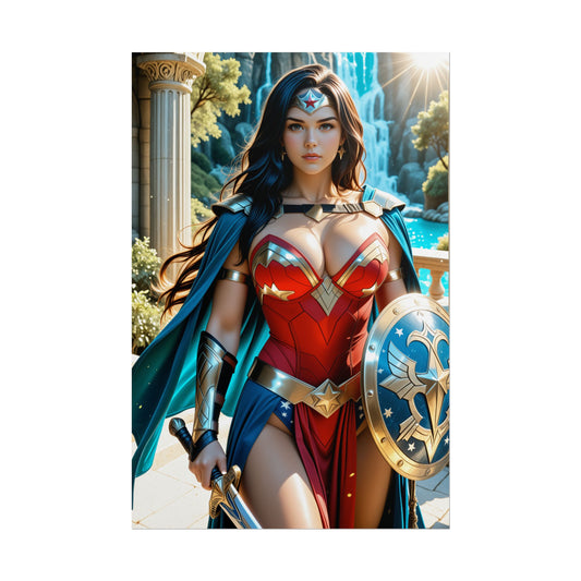 Wonder Woman Wall Art Print | Fantasy Anime Waifu Poster for Otaku Decor